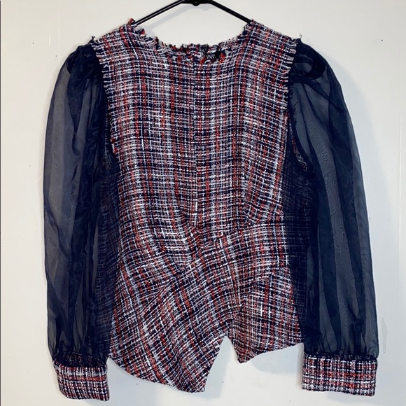 Zara Bloggers favorite organza and tweed top XS - Picture 6 of 13